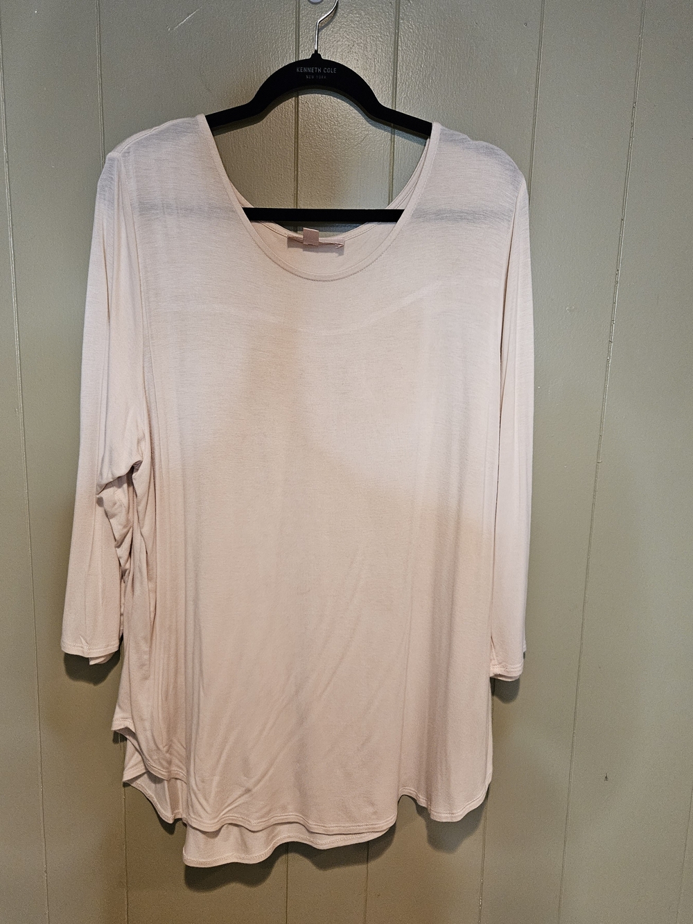 Philosophy Long Sleeve Scoop Neck Top - Pale Pink